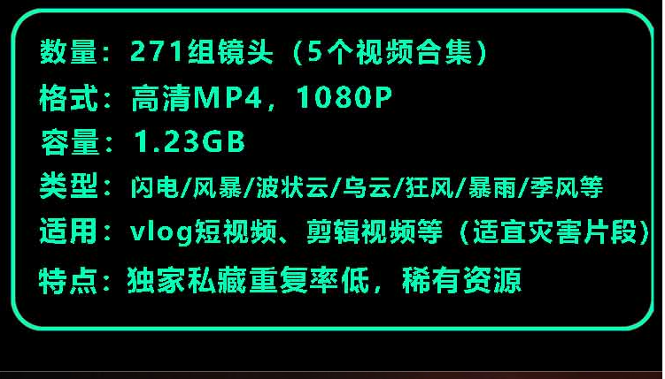 短视频素材高清闪电风暴暴雨乌云天自然灾害视频素材1080P(图6)